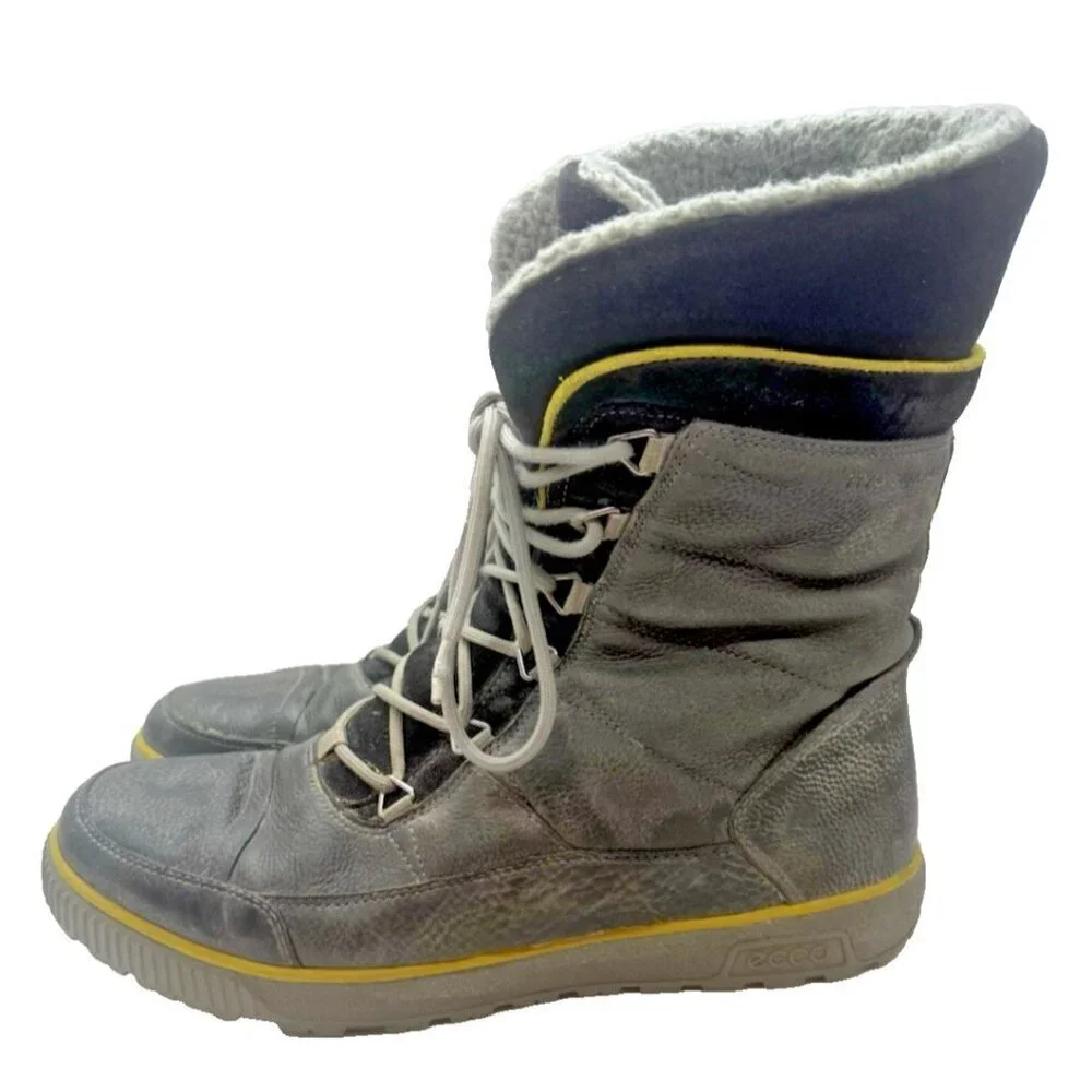 ECCO Siberia Lite Waterproof Winter Boots Graphite Gray Leather EU 41 US 10-10.5